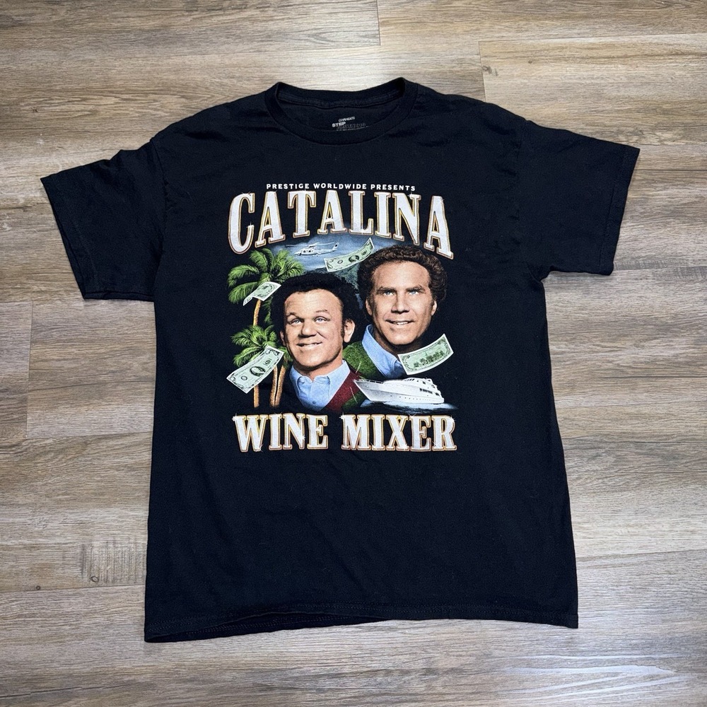 Catalina Wine Mixer Step-Brothers Movie Shirt Mens Large Black w/Graphic Print